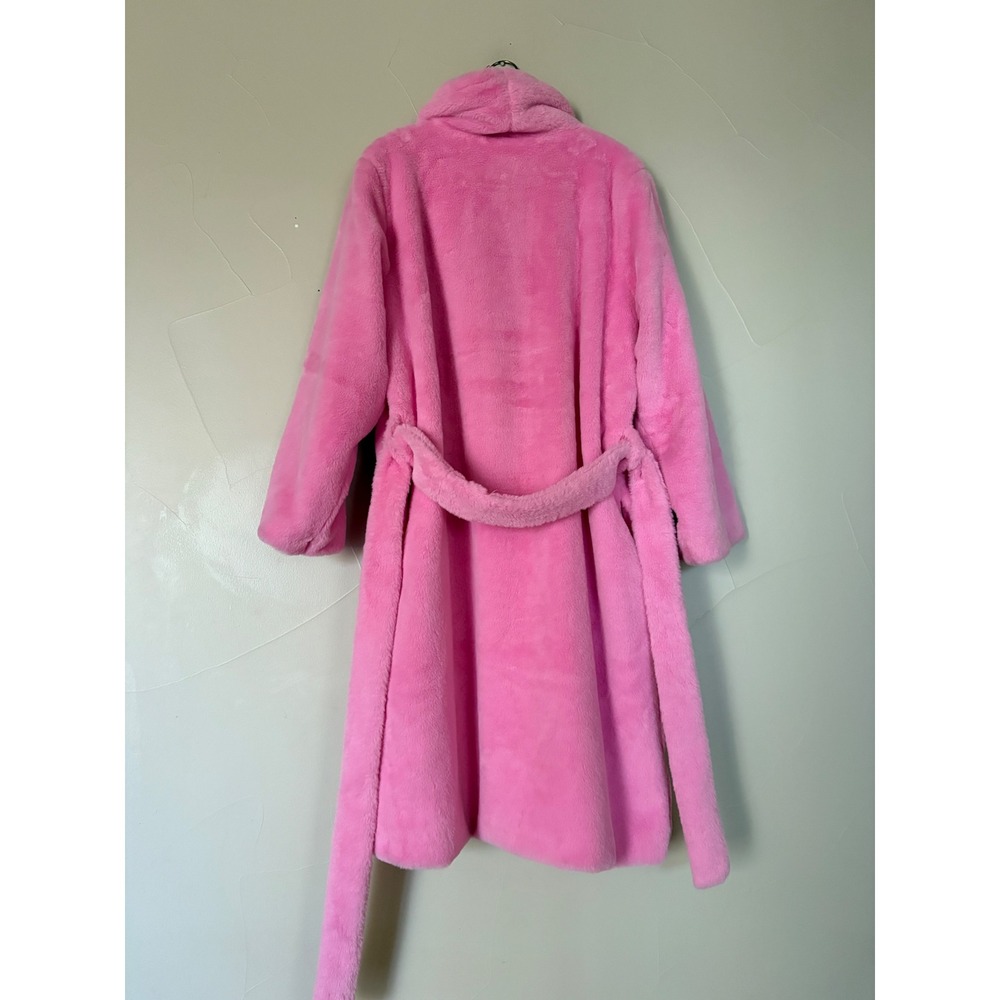Victoria's Secret Pink Faux Fur Robe Shawl Collar Belted Pockets M/L‎ Loungewear - Picture 4 of 11